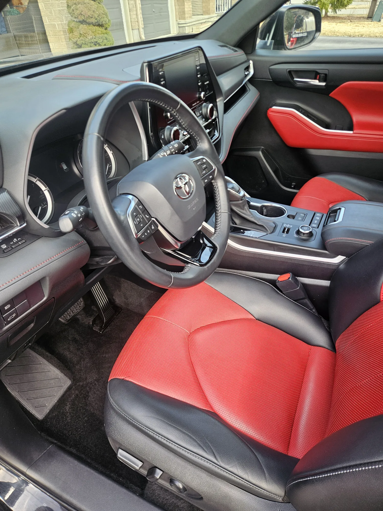 Interior detail, red leather seats